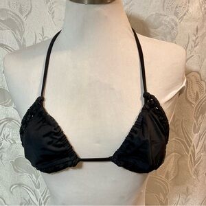 Xhilaration Black Braided Bikini Top Fringe Ties